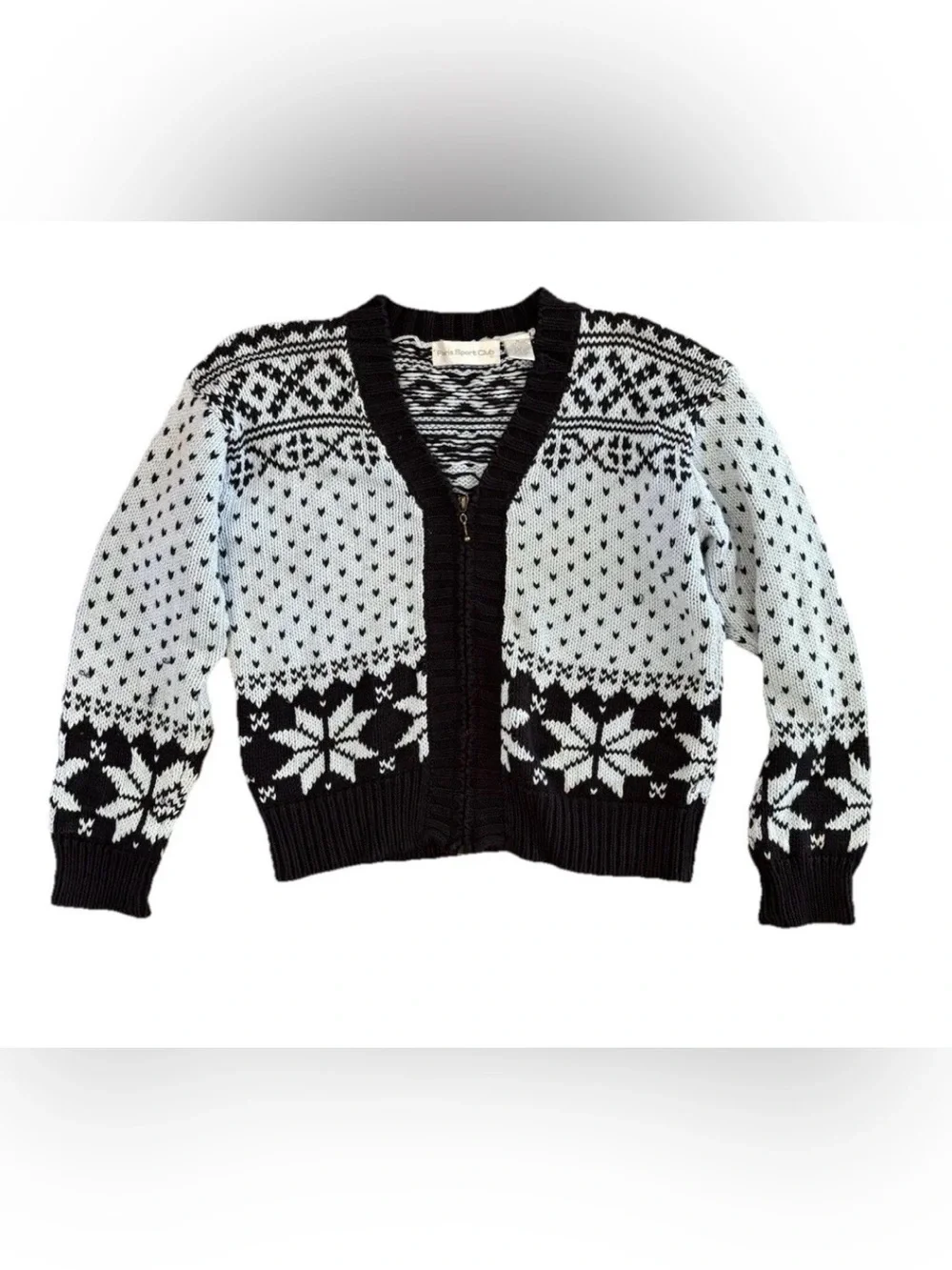 Paris Sport Club Vtg Women M Fair Isle Cardigan Sweater Cottagecore 80s Preppy - Picture 5 of 5